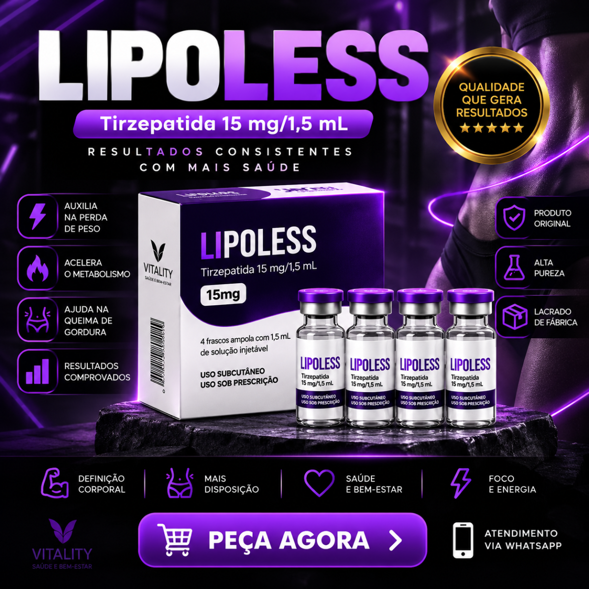 Lipoless caixa 4 ampolas